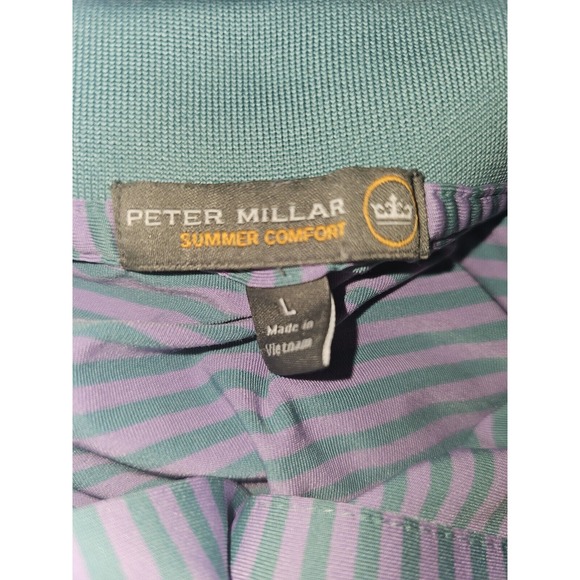 Men Peter Millar Summer Comfort Sport Golf Polo Shirt Size Large Pink/Aqua - Picture 4 of 7